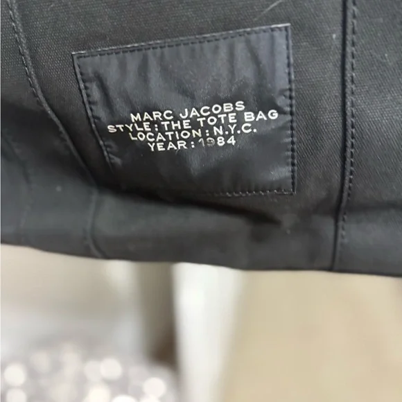 Marc Jacobs Black Canvas Tote Bag with White Lettering - Picture 4 of 5